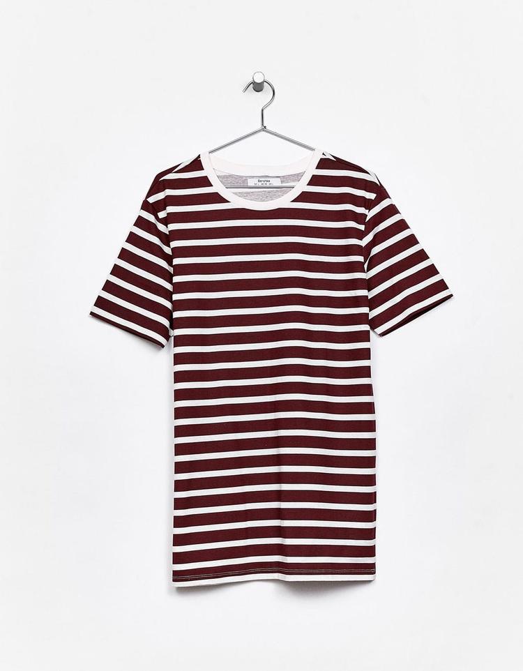 Brown and White Striped T-shirt image